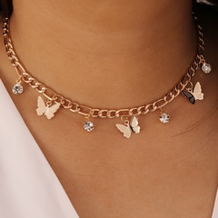 korean fashion simple butterfly rhinestone necklace
