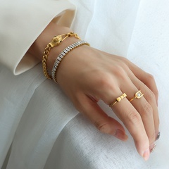 Fashion geometric full diamond zircon copper bracelet wholesale
