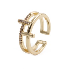 fashion hollow double cross copper opening ring