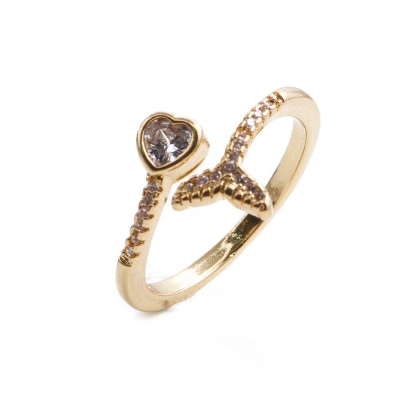 fashion fishtail diamondstudded heart ring