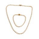 fashion simple golden round copper bead necklace bracelet setpicture8
