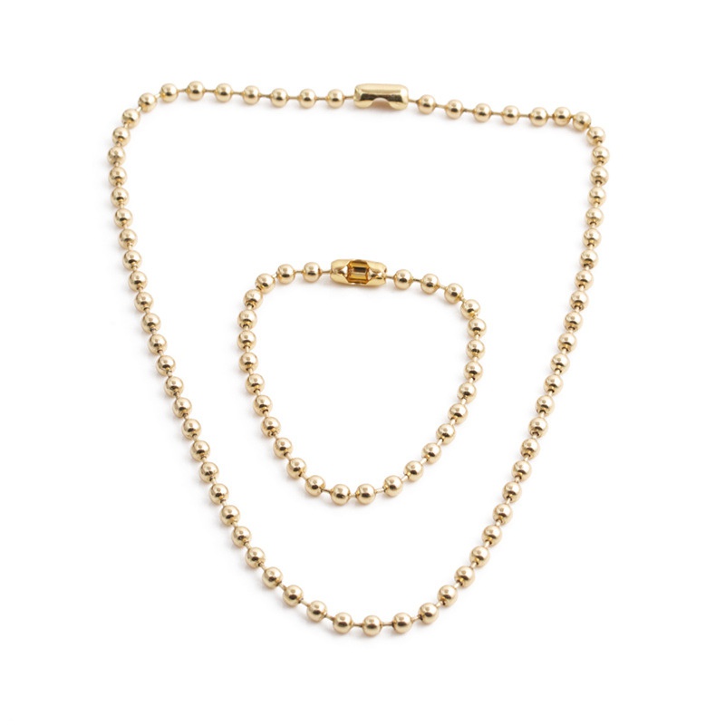 fashion simple golden round copper bead necklace bracelet set