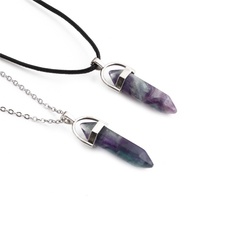 fashion simple colorful fluorite diamond bullet pendant necklace
