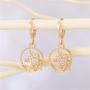 fashion round hollow microinlaid zircon alloy animal earringspicture8