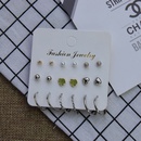 Fashion heartshaped circle pearl rhinestone alloy earrings 9 pairs setpicture11