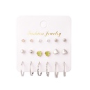 Fashion heartshaped circle pearl rhinestone alloy earrings 9 pairs setpicture12