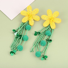 Handmade rice beads tassel bohemian rice beads flower earrings