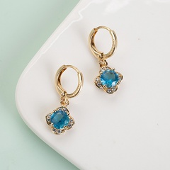 Fashion copper gold-plated micro-inlaid zircon four-leaf clover earrings wholesale