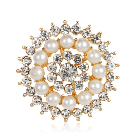 Broche en strass de perle en alliage d'or de mode en gros's discount tags