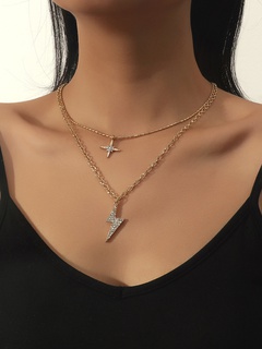 Fashion double layer diamond lightning irregular alloy necklace wholesale