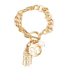 Fashion Multilayer Chain Double-Piece Tassel Pearl Bracelet