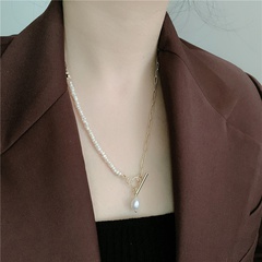 Fashion Pearl OT Buckle Stitching Alloy Necklace Wholesale