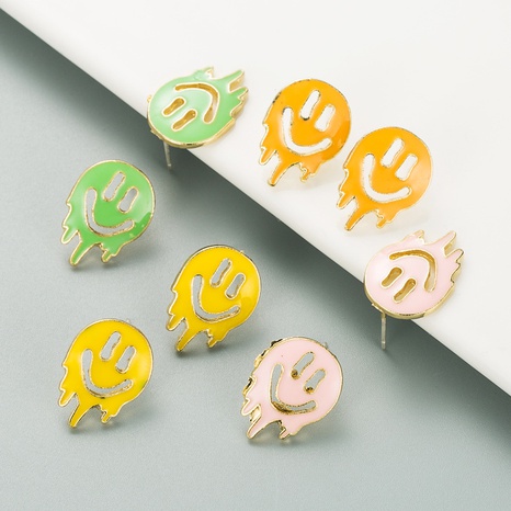 fashion alloy dripping oil smiley face stud earrings's discount tags