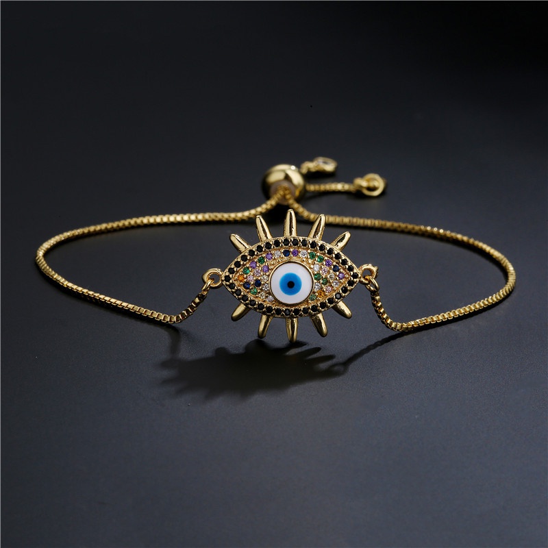 Fashion devils eye drip oil copper inlaid zircon bracelet wholesale