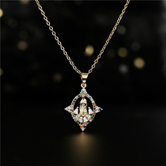 Fashion geometric Virgin Mary copper inlaid zircon necklace wholesale