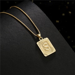 Collier à la mode en or véritable plaqué cuivre 26 lettres anglaises double face