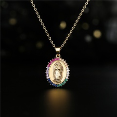 Fashion Virgin Mary copper inlaid zircon necklace wholesale