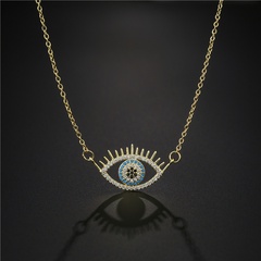 Retro Copper Micro-inlaid Zircon Demon Eye Pendant Necklace