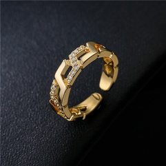 hip-hop twisted chain micro-inlaid zircon open ring