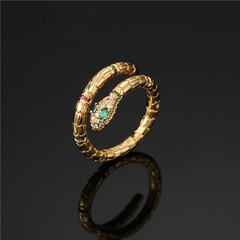 fashion gold electroplated micro-inlaid zircon snake-shaped open ring