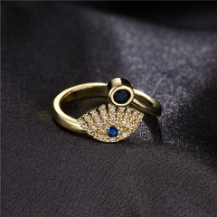 Mode blauen Edelstein Kupfer mikro-eingelegten Teufelsauge offenen Ring