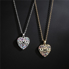 Mode Herzform Buchstaben MAMA Kupfer eingelegte Zirkon Halskette Großhandel