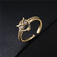 Bohemian copper plated gold owl shape open ring