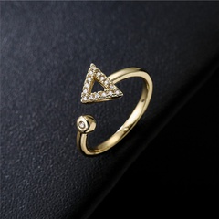 fashion geometric triangle micro-inlaid zircon open ring wholesale