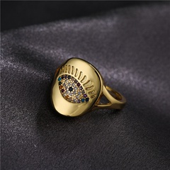 wholesale fashion copper micro-inlaid color zirconium devil's eye ring