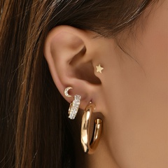 fashion circle star full diamond earrings