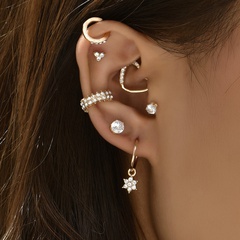 new simple copper diamond flower pendants peach heart earrings
