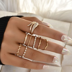 new fashion alloy golden snake full diamond ring set