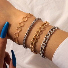 Ensemble de 4 pièces de bracelet à chaîne de mode cubain simple nouveau style