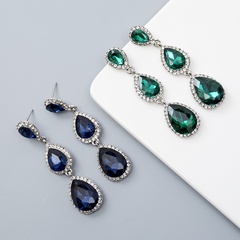 fashion long water drop zircon diamond geometric crystal earrings
