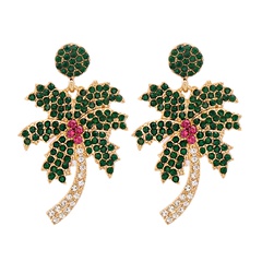 Fashion diamond-studded coconut tree alloy earrings wholesale