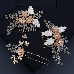 Accesorios nupciales de moda peine de perlas de flores de cristal hecho a mano