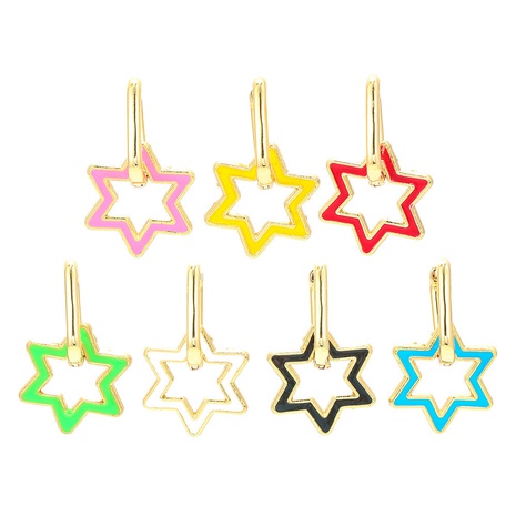 fashion color six-pointed star dripping oil paint earrings's discount tags