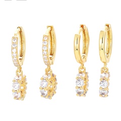 fashion copper inlaid zircon hollow small circle earrings wholesale