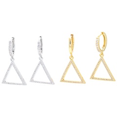 fashion diamond-studded zircon geometric triangle earrings