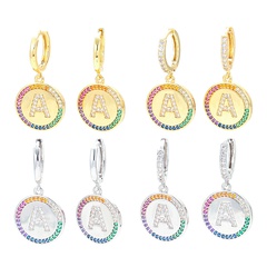 fashion inlaid color zircon letter pendant earrings