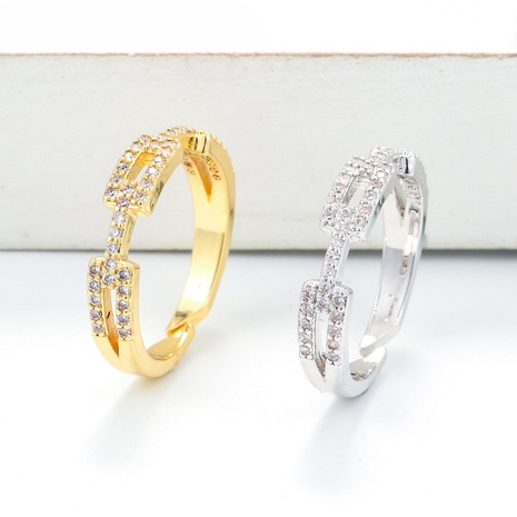 Mode Kupfer vergoldet geometrischen doppelten offenen Ring's discount tags