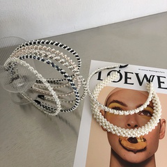 wholesale Korean pearl braided thin side hair band