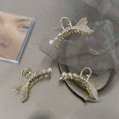 Korean alloy diamond fishtail pearl catch clip