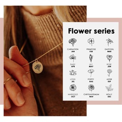 Mode runde Schriftzug Pflanze Blume Edelstahl Halskette Großhandel
