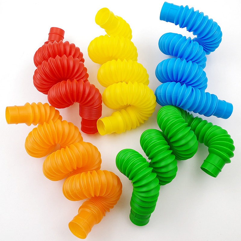 korean new colorful stretch plastic pipe telescopic bellows vent toy