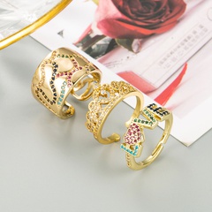 fashion letter LOVE crown copper micro-inlaid color zircon ring