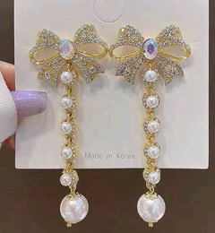 fashion concise butterfly diamond-studded pearl exaggerated earrings