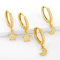Fashion star moon copper inlaid zircon earrings wholesale