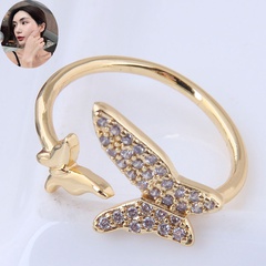Korean style fashion sweet inlaid zircon butterfly open ring