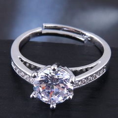 Korean fashion sweet OL simple inlaid zircon ring